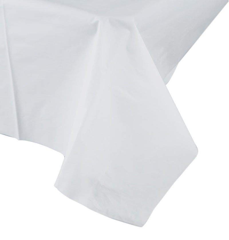 Perfectware Table Cover Plastic White-2 White Plastic Dispoable Table Cover 54" x 108", 0.1" Height, 108" Width, 54" Length (Pack of 2) - Image 1